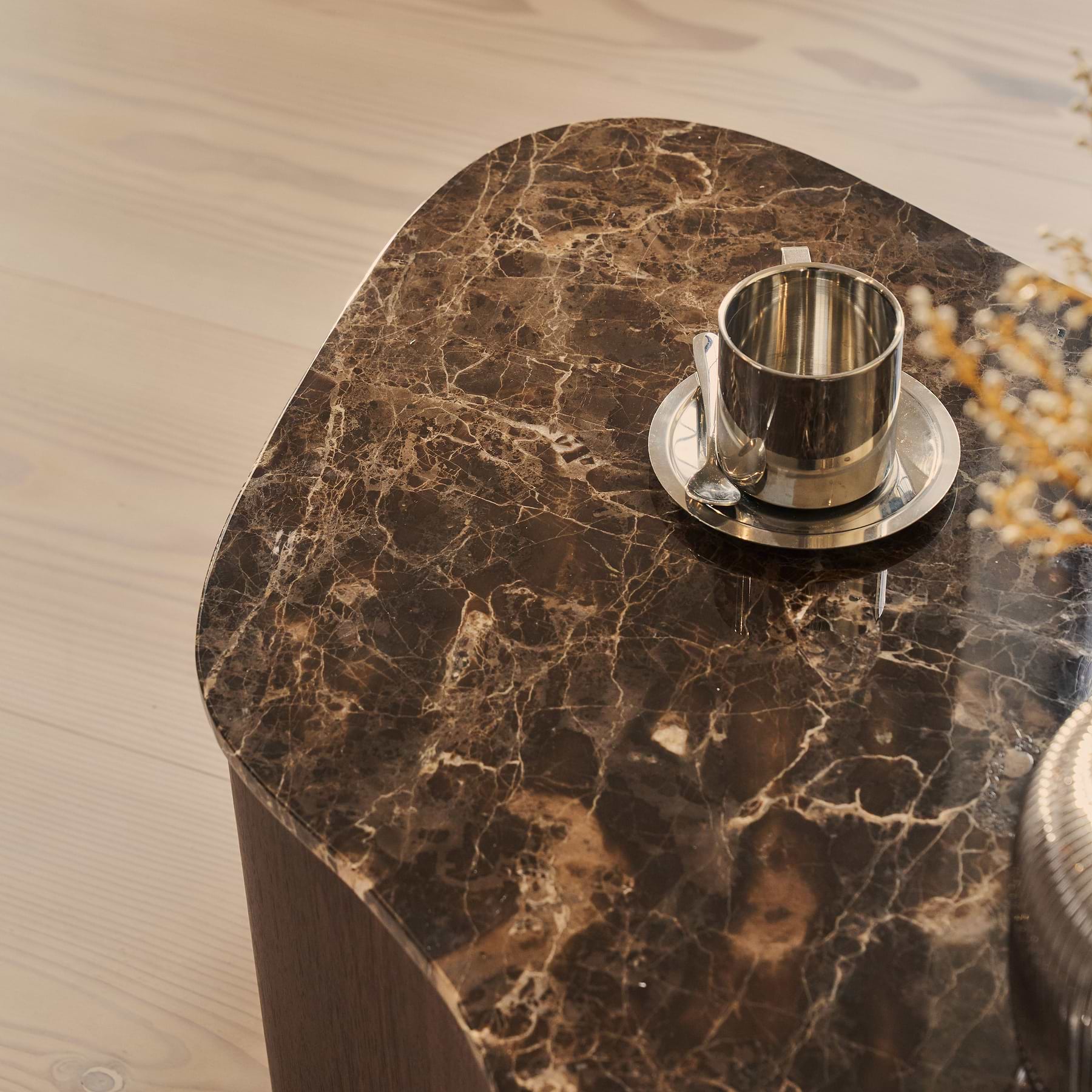 Arlo - Dark Emperador Irregular Dark Wood Premium Coffee Table