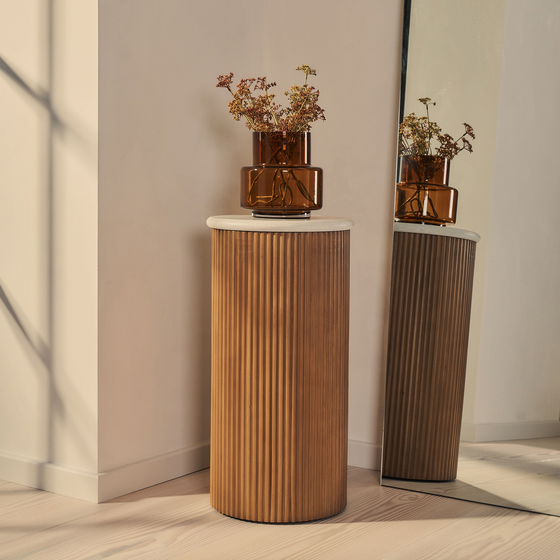 Cove - Warm Wood Ribbed Plinth