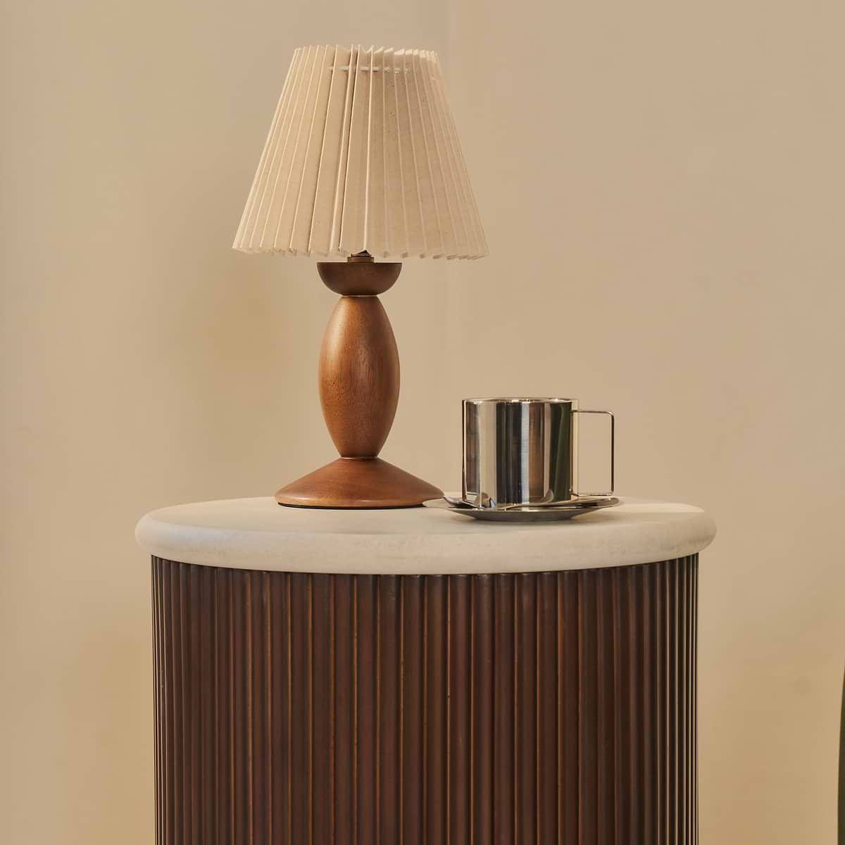 Cove - Dark Wood Ribbed Round Side Table