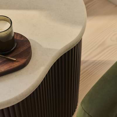 Cove - Dark Wood Ribbed Irregular Side Table