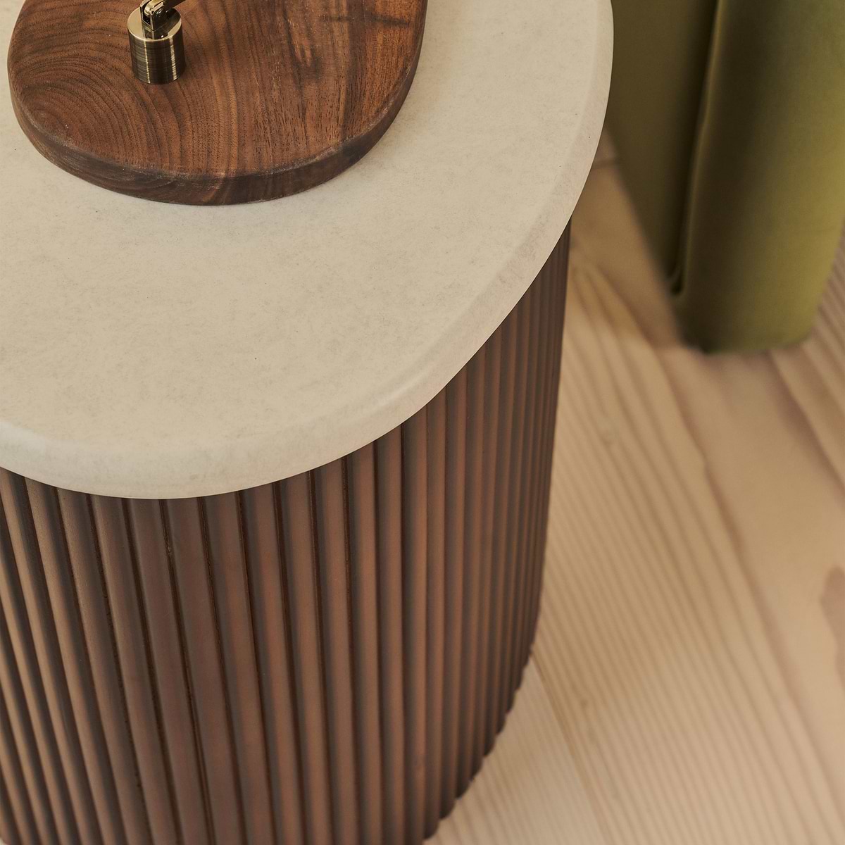 Cove - Dark Wood Ribbed Irregular Side Table