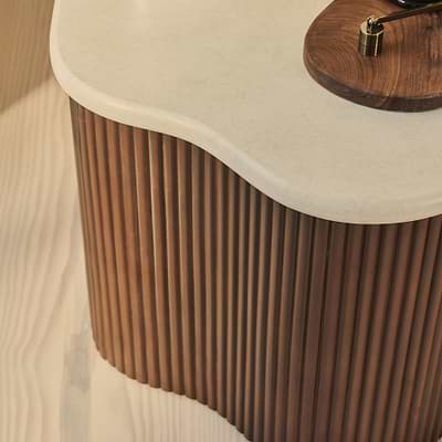 Cove - Dark Wood Ribbed Irregular Side Table