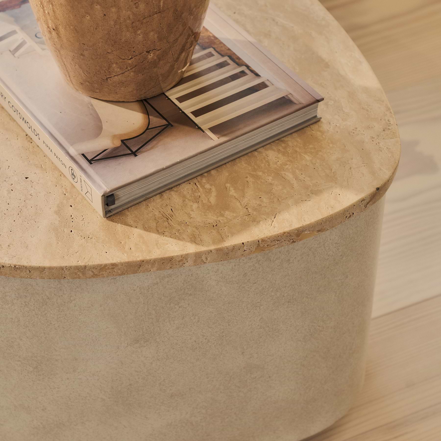 Arlo - Beige Travertine Irregular Concrete Premium Coffee Table