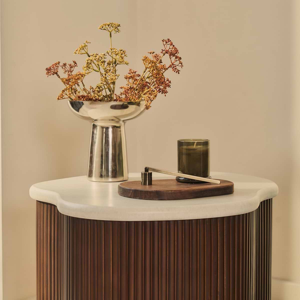 Cove - Dark Wood Ribbed Irregular Side Table