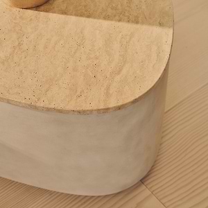 Arlo - Beige Travertine Irregular Concrete Premium Extra Large Coffee Table