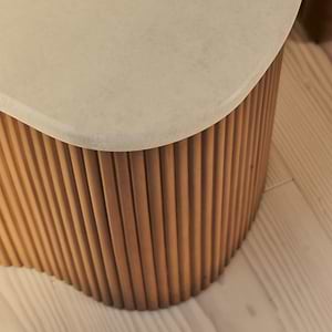Cove - Warm Wood Ribbed Irregular Side Table