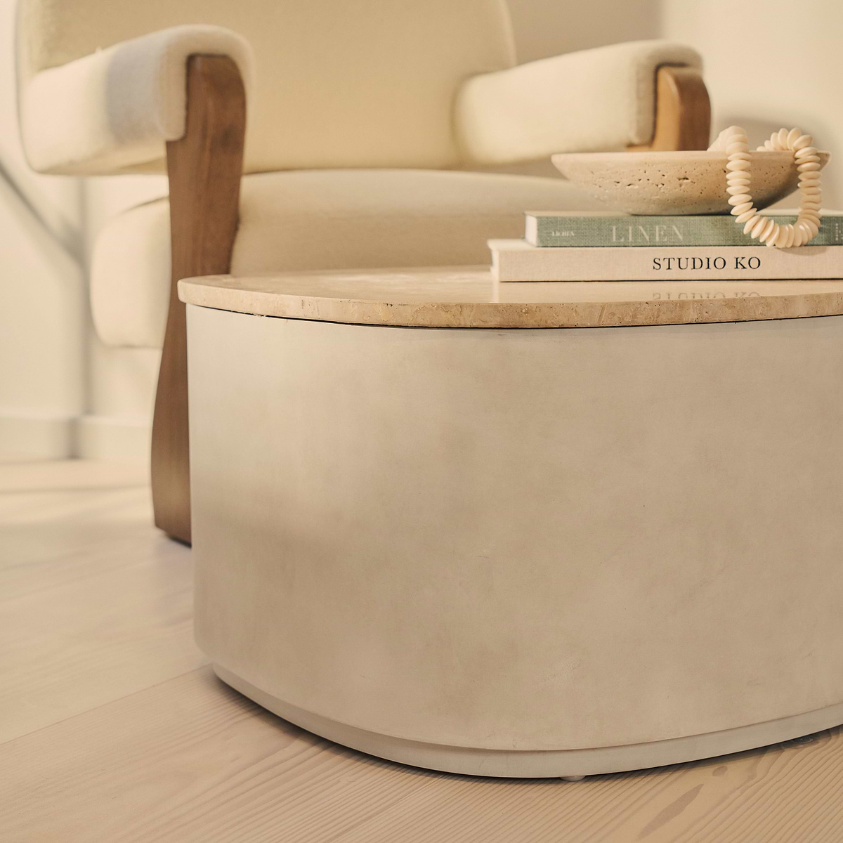 Arlo - Beige Travertine Irregular Concrete Premium Extra Large Coffee Table