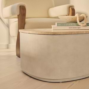 Arlo - Beige Travertine Irregular Concrete Premium Extra Large Coffee Table