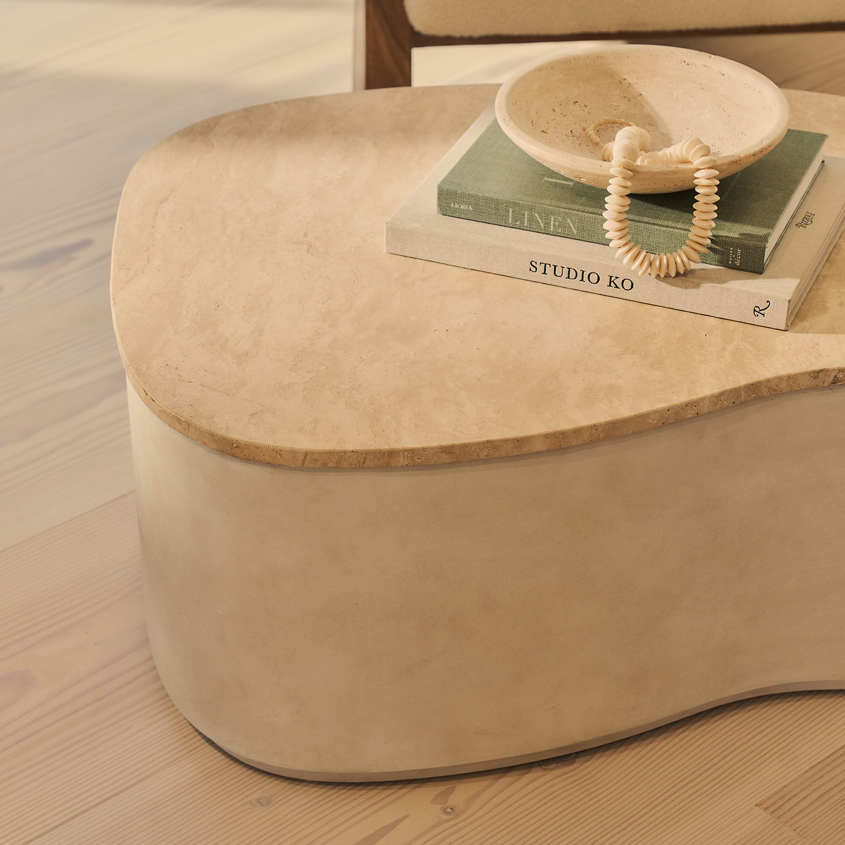 Arlo - Beige Travertine Irregular Concrete Premium Extra Large Coffee Table