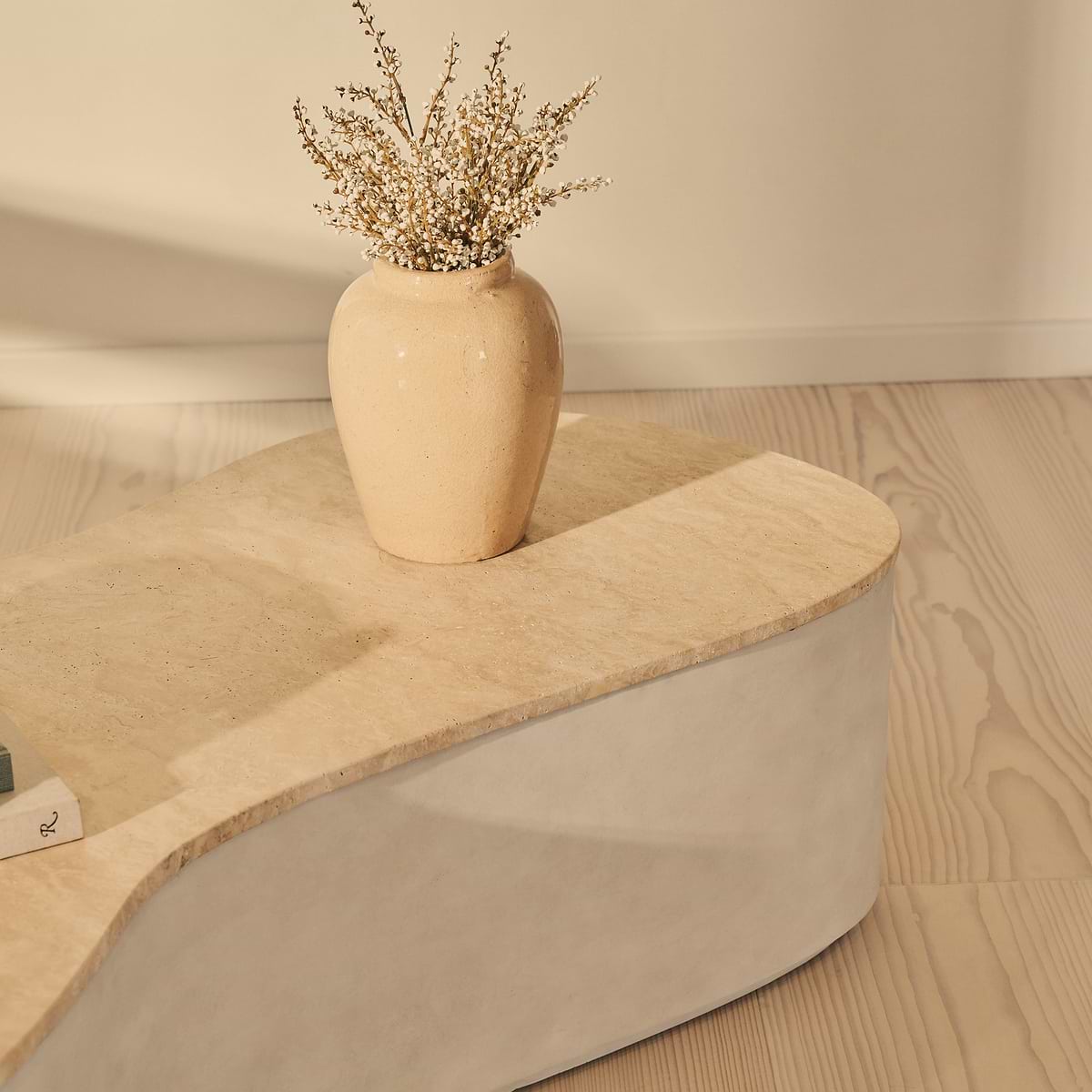 Arlo - Beige Travertine Irregular Concrete Premium Extra Large Coffee Table