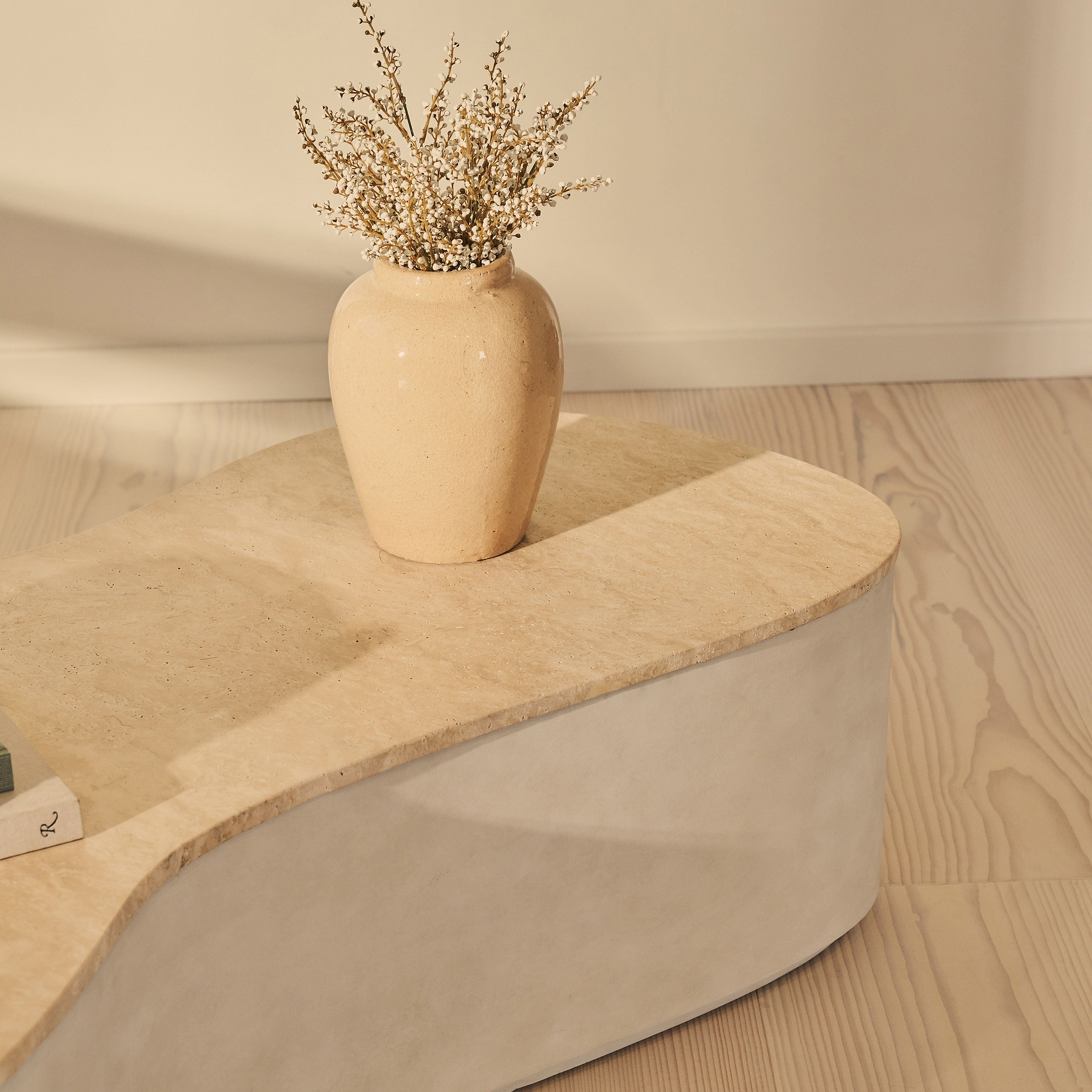 Arlo - Beige Travertine Irregular Concrete Premium Extra Large Coffee Table