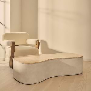 Arlo - Beige Travertine Irregular Concrete Premium Extra Large Coffee Table