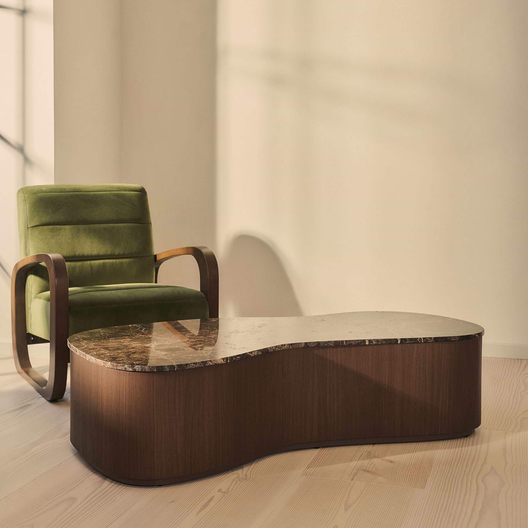 Arlo - Dark Emperador Irregular Dark Wood Premium Extra Large Coffee Table