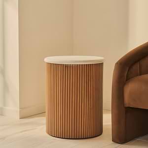 Cove - Warm Wood Ribbed Side Table