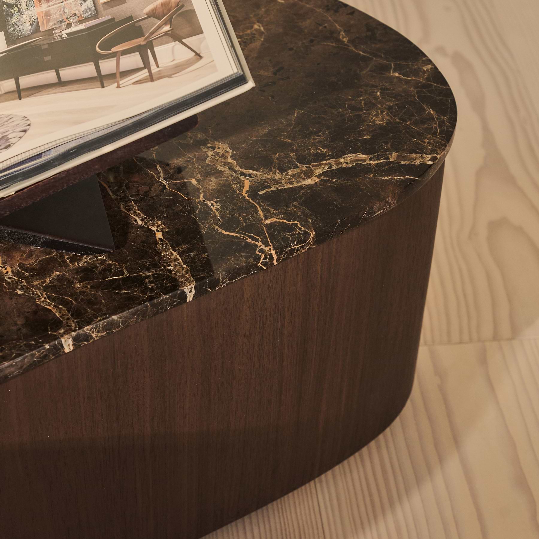 Arlo - Dark Emperador Irregular Dark Wood Premium Extra Large Coffee Table