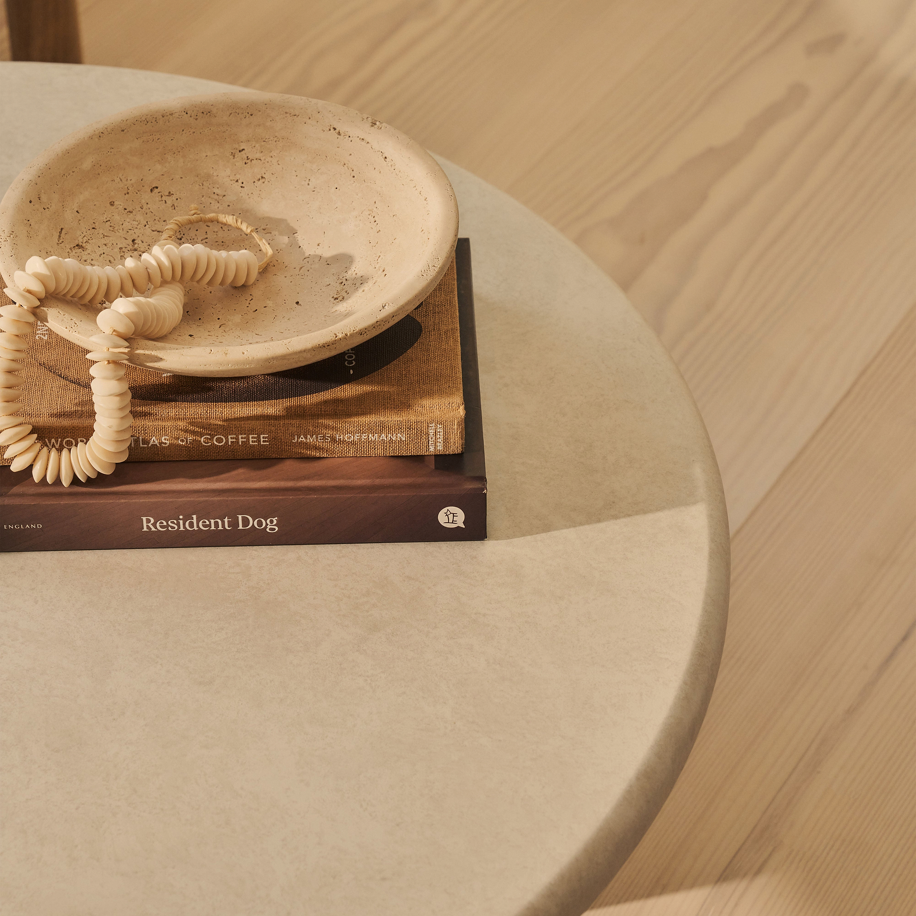 Alina - Concrete Round Large Wooden Coffee Table