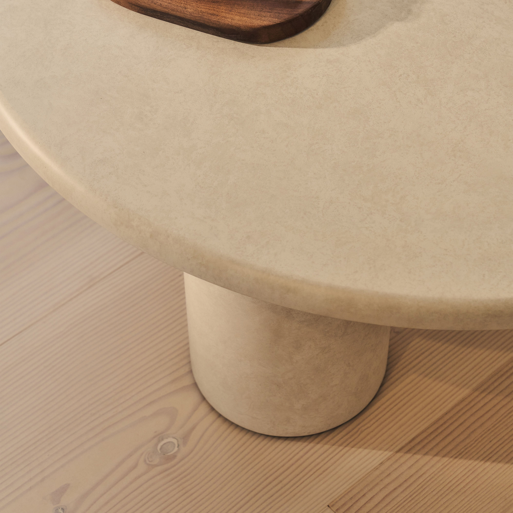 Alina - Concrete Round Large Wooden Coffee Table