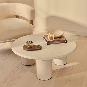 Alina - Concrete Round Large Wooden Coffee Table