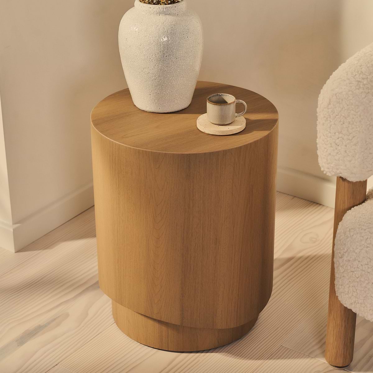 Magna - Warm Wood Wave Side Table