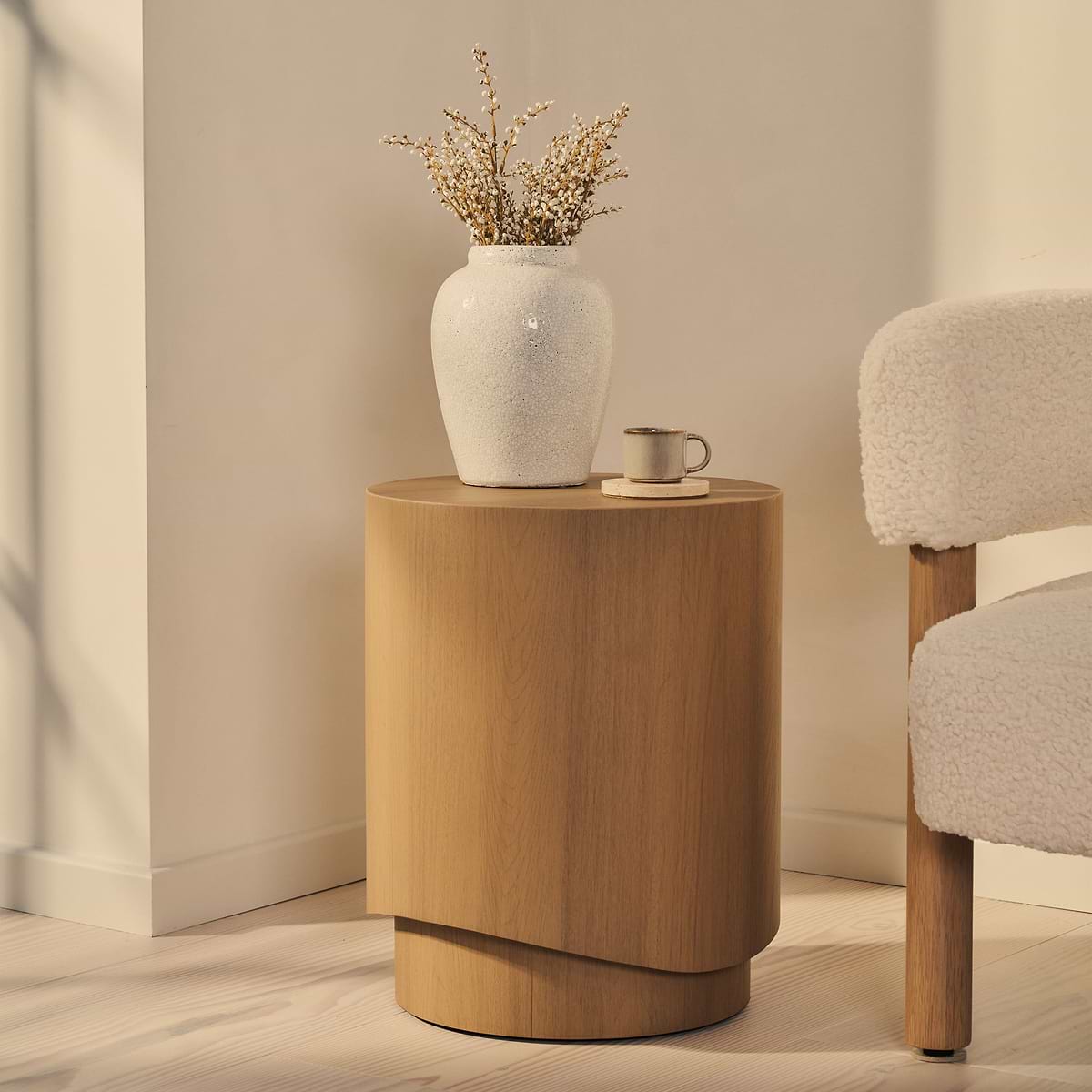 Magna - Warm Wood Wave Side Table