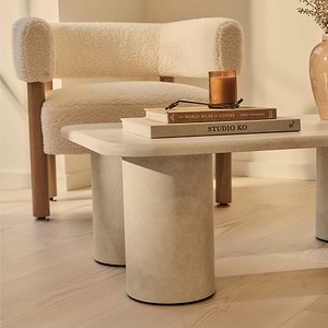 Alina - Concrete Rectangular Large Wooden Coffee Table