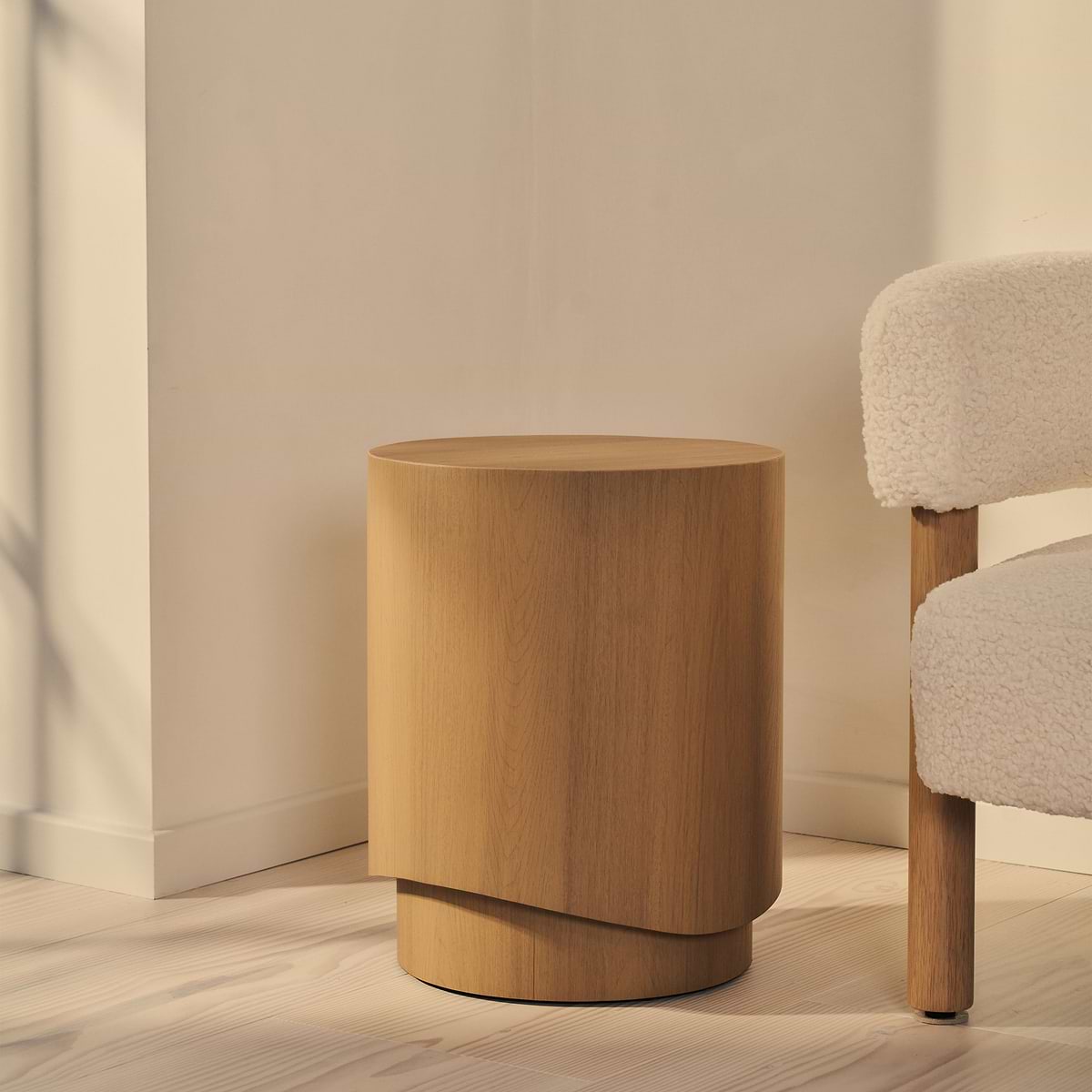 Magna - Warm Wood Wave Side Table