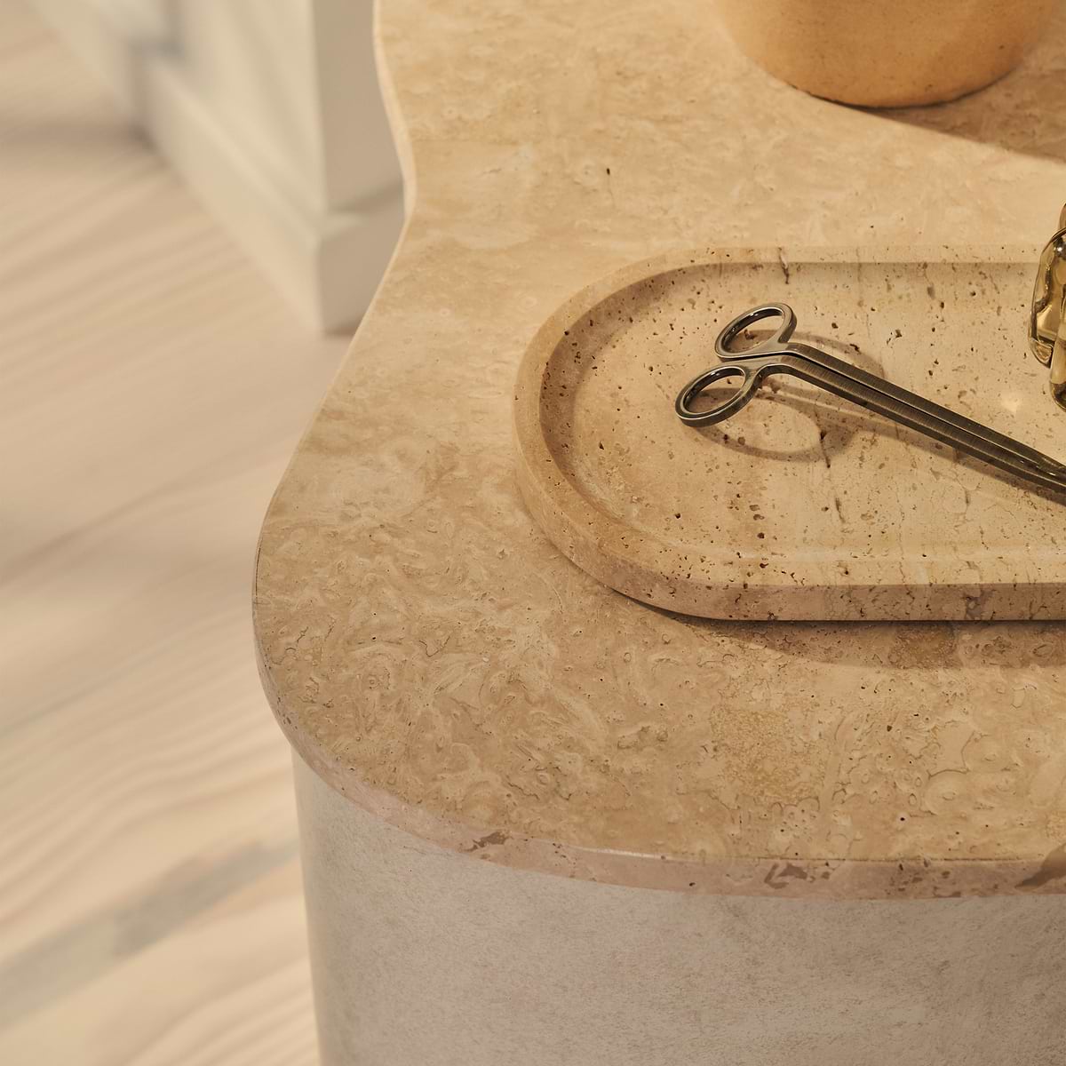 Arlo - Beige Travertine Irregular Concrete Premium Side Table