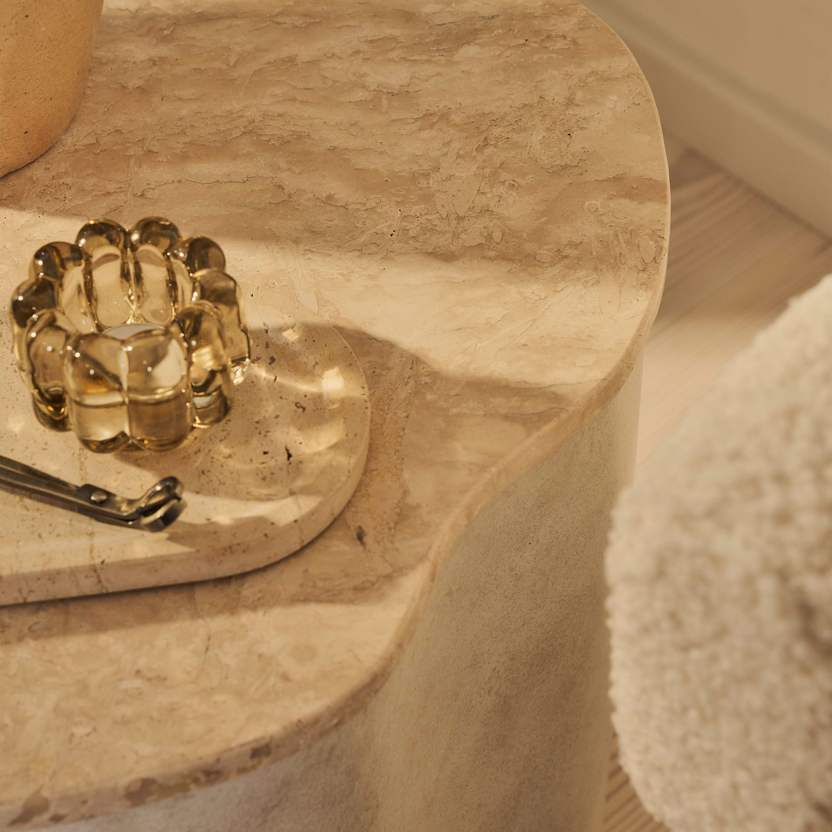 Arlo - Beige Travertine Irregular Concrete Premium Side Table