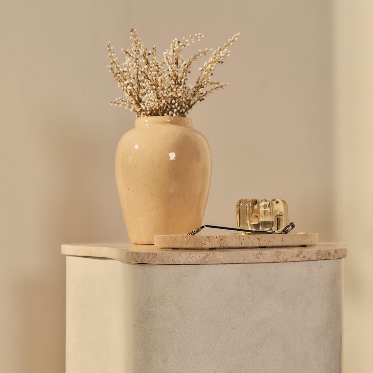 Arlo - Beige Travertine Irregular Concrete Premium Side Table