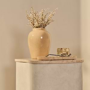 Arlo - Beige Travertine Irregular Concrete Premium Side Table