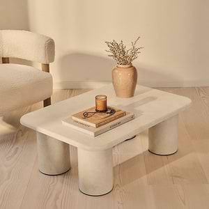 Alina - Concrete Rectangular Large Wooden Coffee Table
