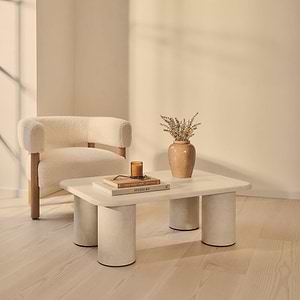 Alina - Concrete Rectangular Large Wooden Coffee Table