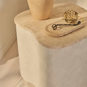Arlo - Beige Travertine Irregular Concrete Premium Side Table