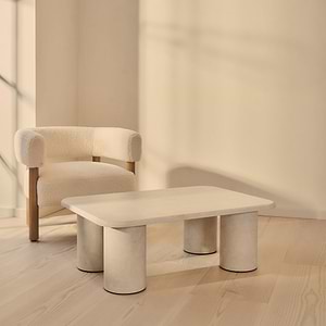 Alina - Concrete Rectangular Large Wooden Coffee Table