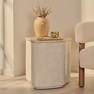 Arlo - Beige Travertine Irregular Concrete Premium Side Table