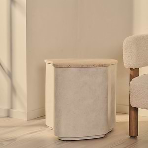 Arlo - Beige Travertine Irregular Concrete Premium Side Table