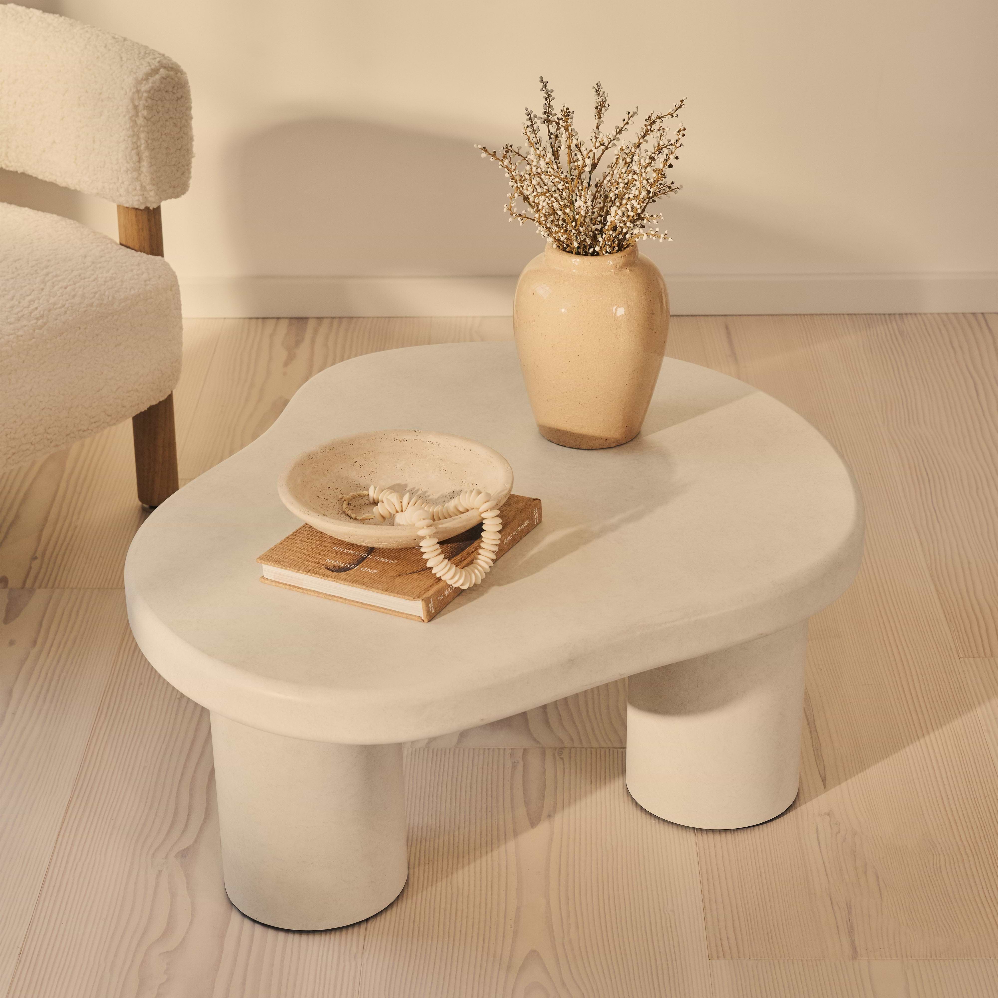 Concrete Irregular Wooden Coffee Table - Savanna