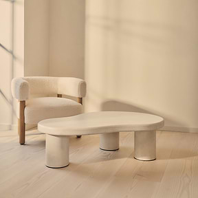 Savanna - Large Concrete Irregular Wooden Coffee Table