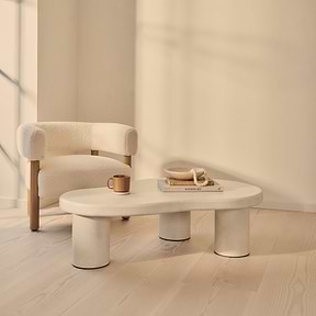 Savanna - Large Concrete Irregular Wooden Coffee Table