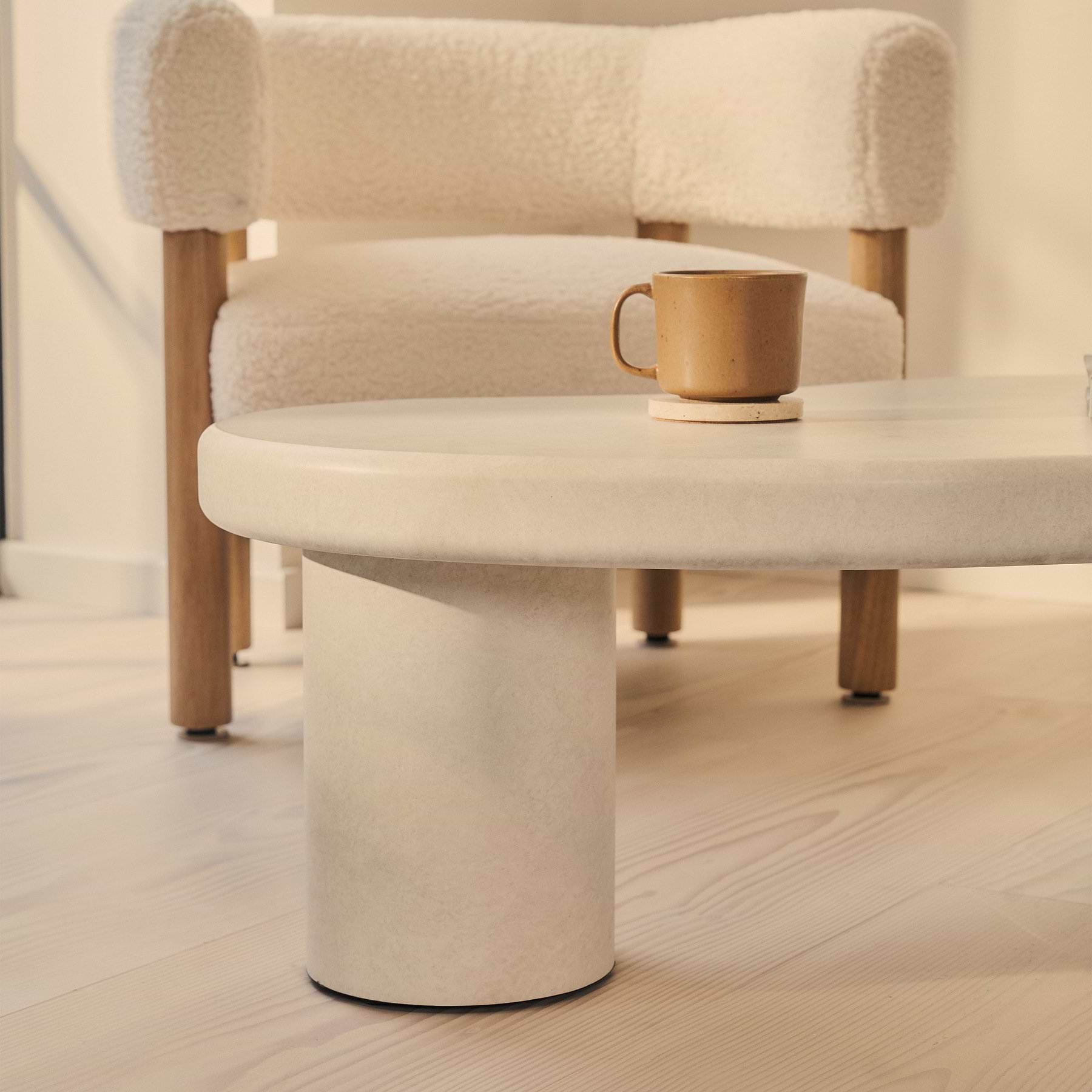 Savanna - Large Concrete Irregular Wooden Coffee Table