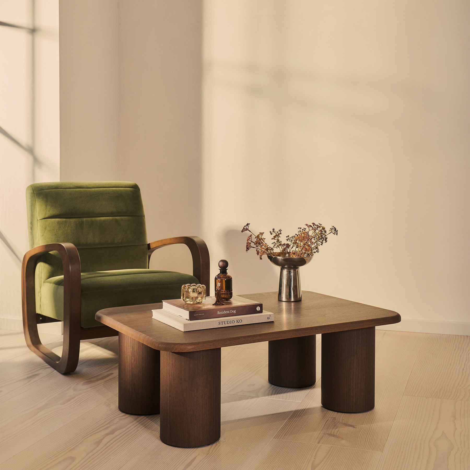 Alina - Dark Wood Rectangular Large Wooden Coffee Table