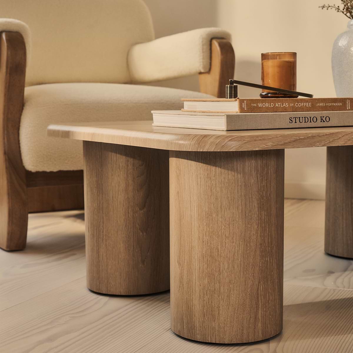 Alina - Washed Wood Rectangular Large Wooden Coffee Table