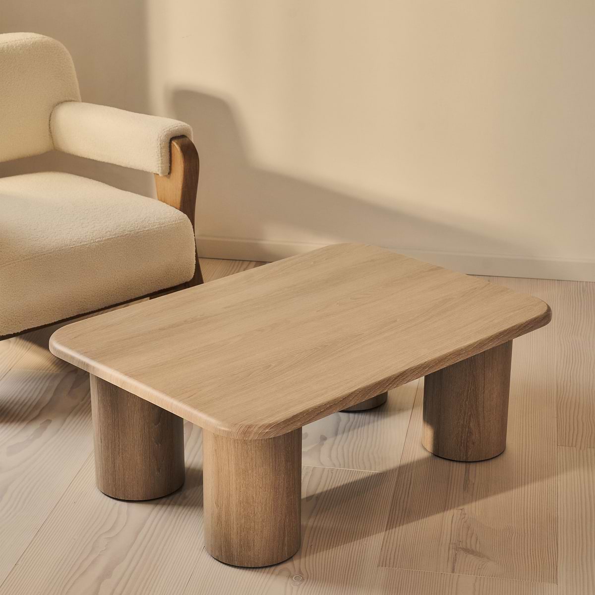 Alina - Washed Wood Rectangular Large Wooden Coffee Table