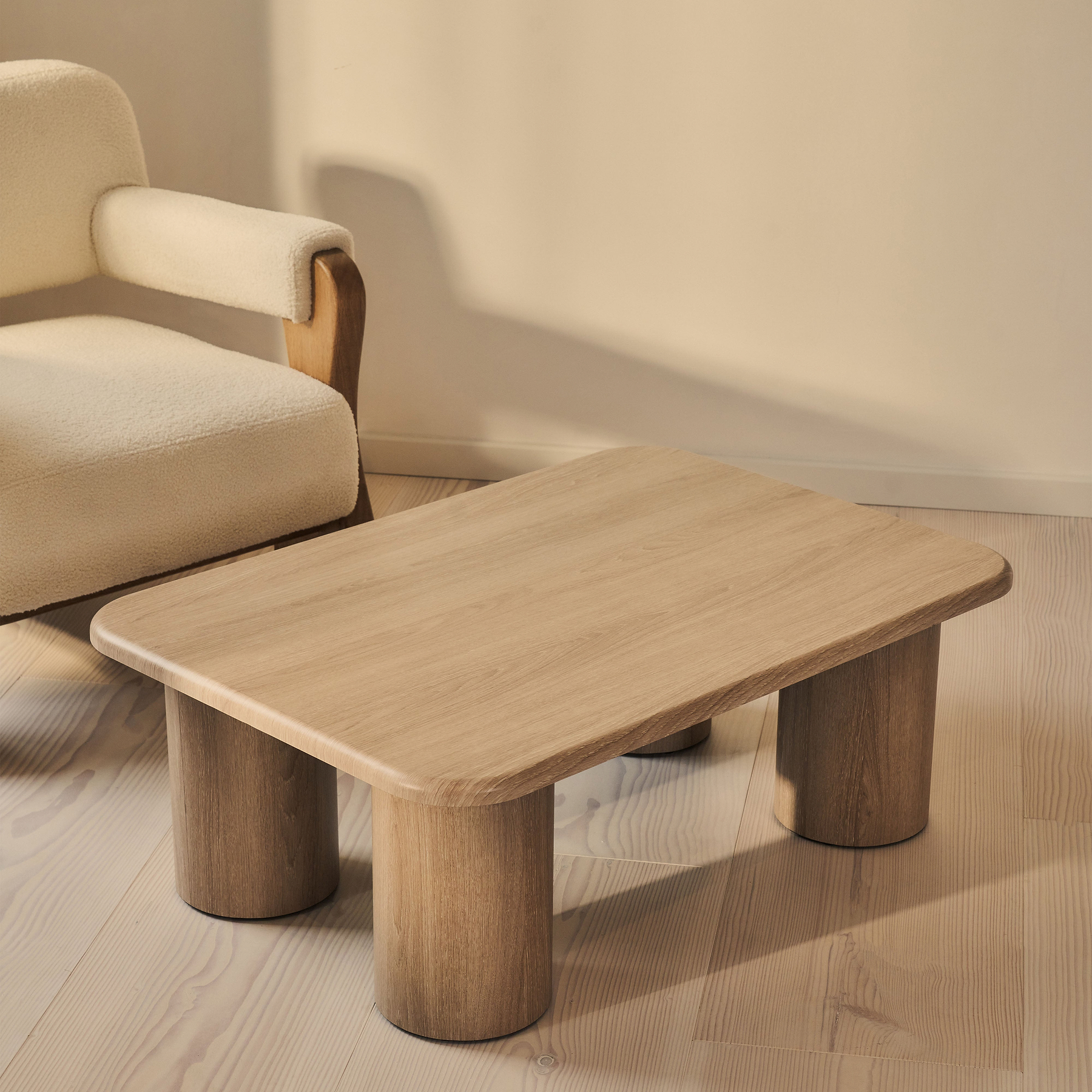 Alina - Washed Wood Rectangular Large Wooden Coffee Table