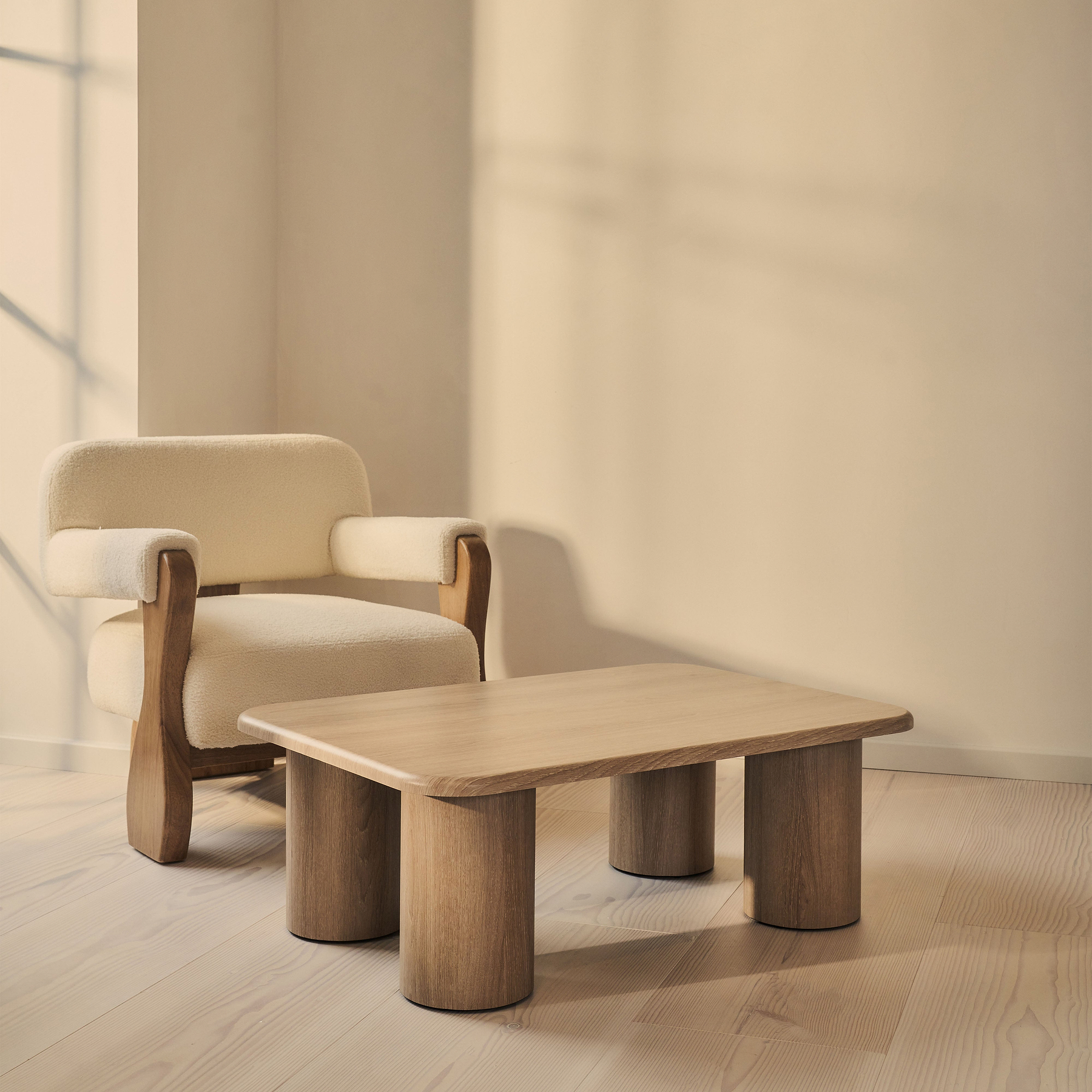 Alina - Washed Wood Rectangular Large Wooden Coffee Table