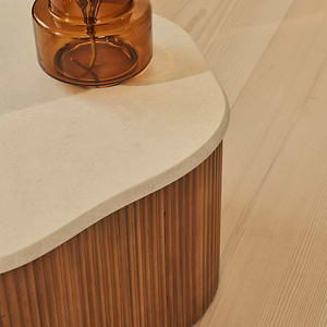 Cove - Warm Wood Ribbed Irregular Coffee Table