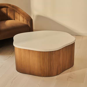 Cove - Warm Wood Ribbed Irregular Coffee Table
