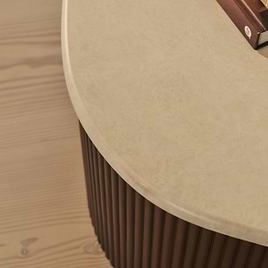 Cove - Dark Wood Ribbed Irregular Coffee Table