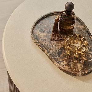 Cove - Dark Wood Ribbed Round Coffee Table