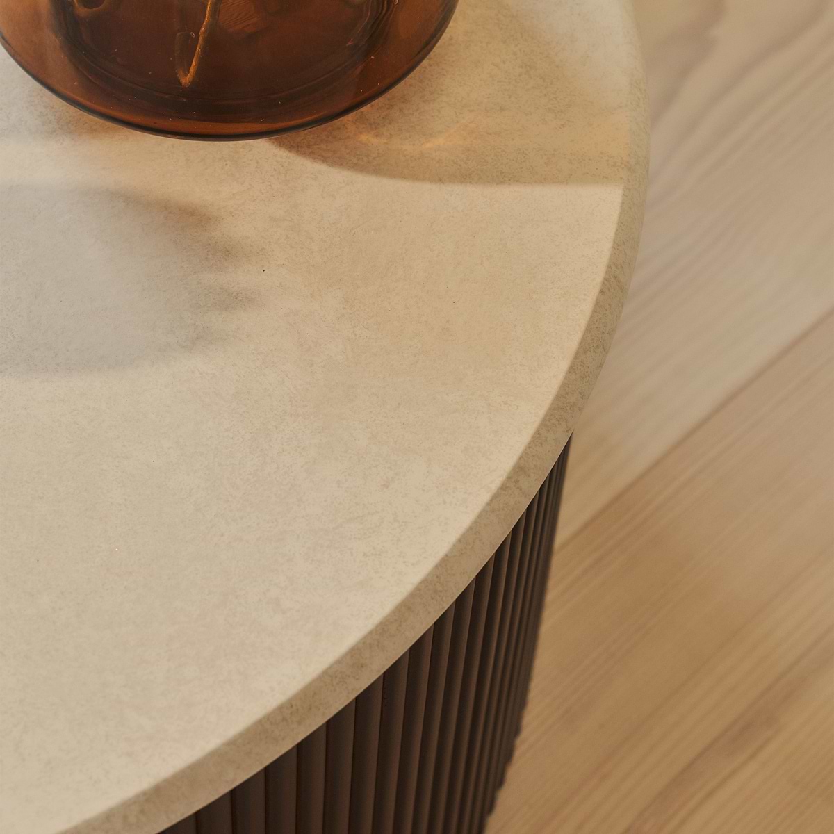 Cove - Dark Wood Ribbed Round Coffee Table